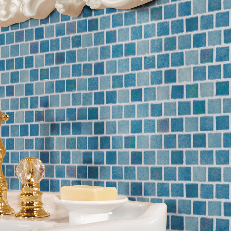 Montessa Coastal Reflection x 12 in. x 12 in. Glossy Glass Mosaic Floor and Wall Tile