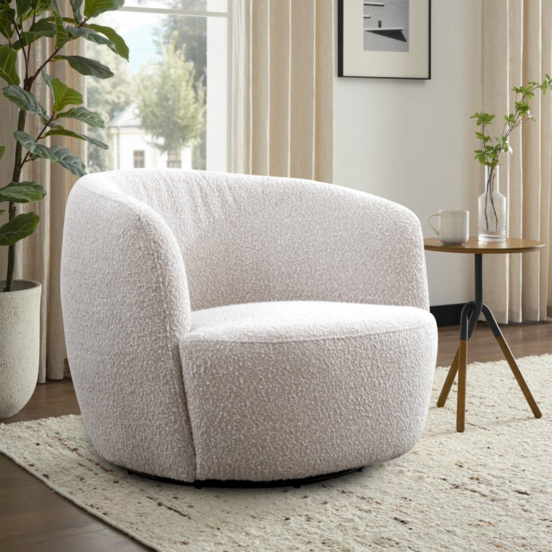 Fauteuil demi-tonneau rotatif Andrean, Coton Bloke