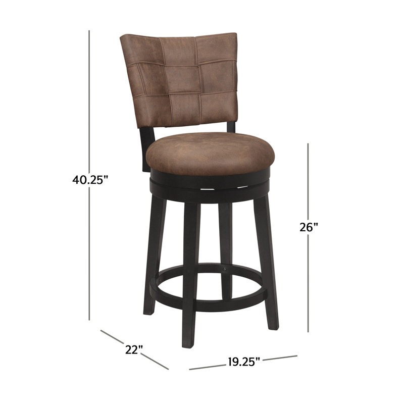 Bittu Swivel Upholstered Counter Stool, Counter Stool (26" Seat Height), Chestnut