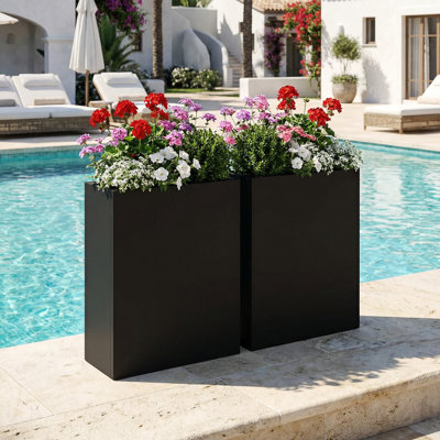 Jardinières rectangulaires en métal pour plantes d'extérieur