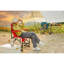 Chaise berçante portable d'extérieur - rouge, avec accoudoir et poche de rangement convenant à une utilisation dans le jardin