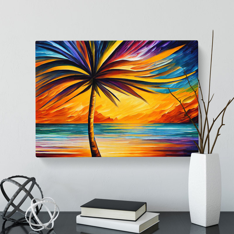 Palm Tree Painting Vol.8 Abstract - Wrapped Canvas Print, 35cm H x 50cm W x 3cm D