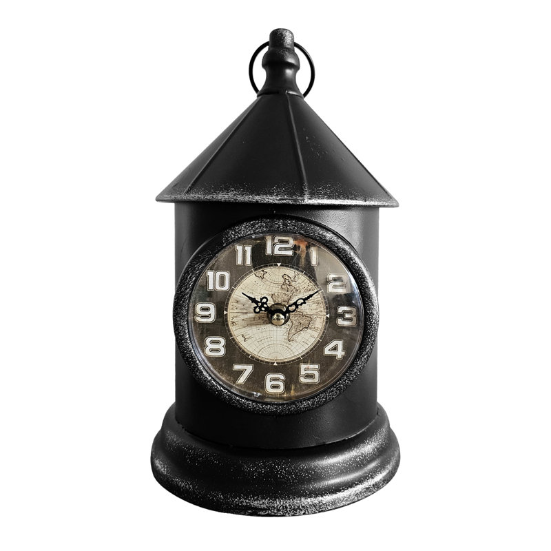 Analog Metal Battery Tabletop Clock Black