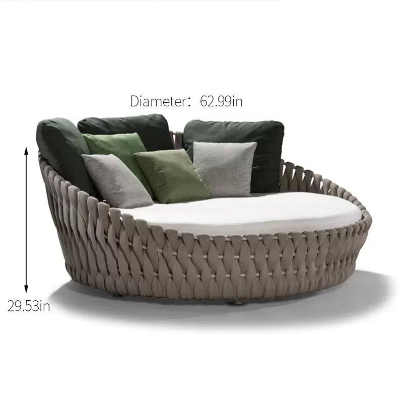Waterproof Fabric Patio Daybed 62.99'' Wide Circle Patio Daybed with Cushions