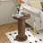 20.5" Tall Pedestal Round End Table, Fluted Accent Side Table-1241380001