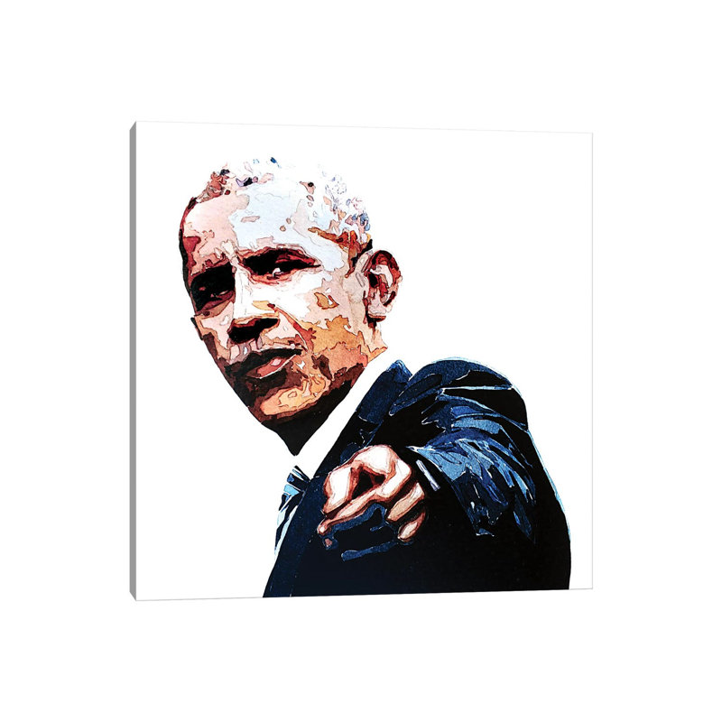 «Obama» par EdsWatercolours - impression, H 18 po x l 18 po x 1,5 po, Toile tendue, Pas de tapis
