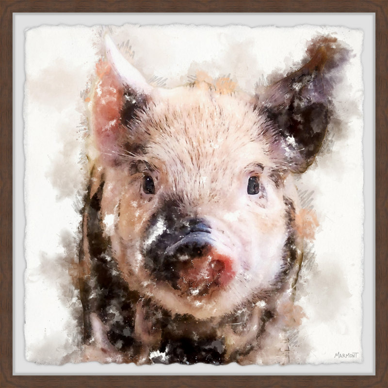 Pouty Pig 1 Piece Single Picture Frame Painting, 41cm H x 41cm W