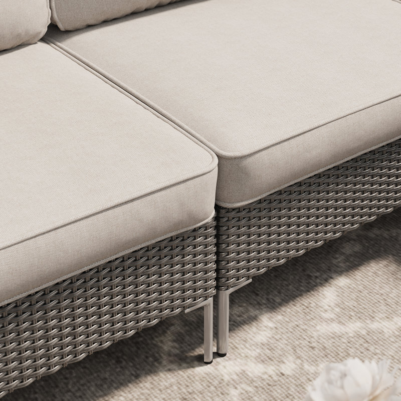 Canapé simple d'extérieur sans accoudoirs en osier pour terrasse Sterne, Gris