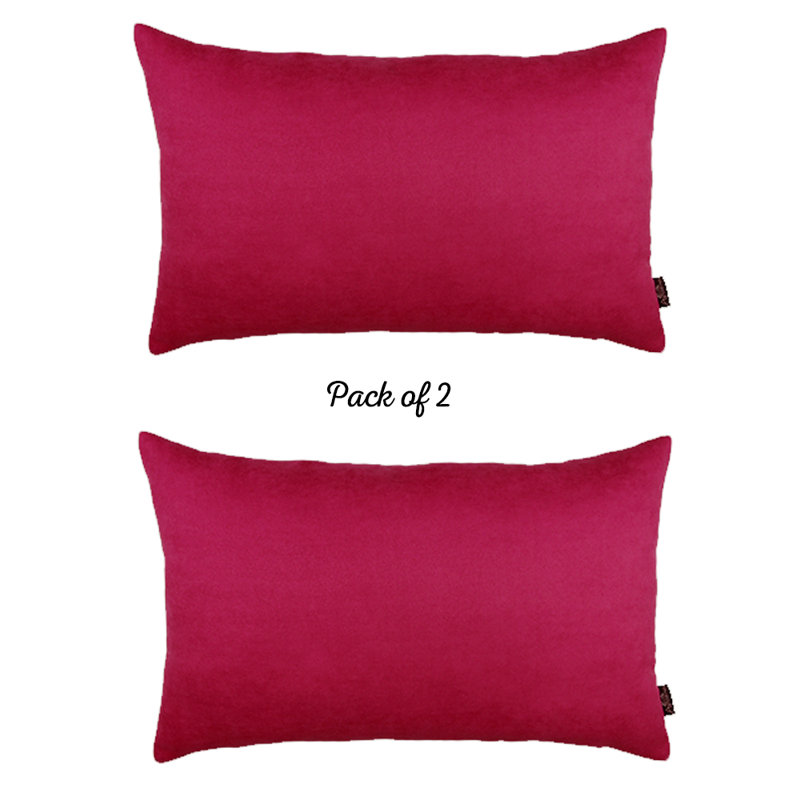 Dark Pink Polyester Lumbar Pillow Covers Set of 2