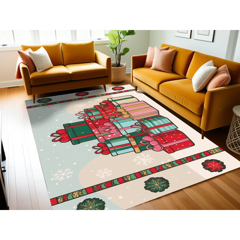 Tapis de Noël hiver lavable Ginza Six, Rectangulaire 2 pi x 3 pi