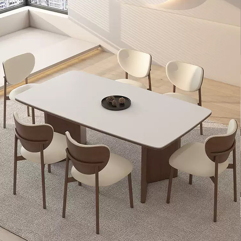 Creamy style rectangular solid wood rock table, 29.53"H x 55.12"L x 31.5"W