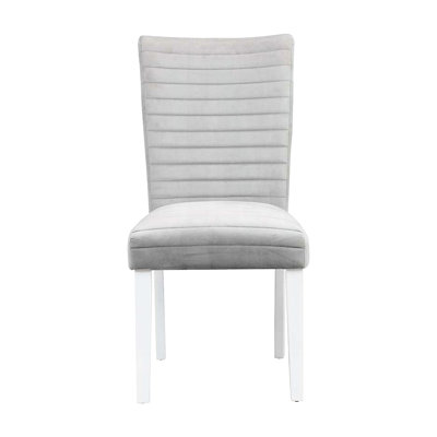 2 pièces grises et blanches chaises de salle à manger - Structure de chaise grise et blanche de 2 bois franc stable
