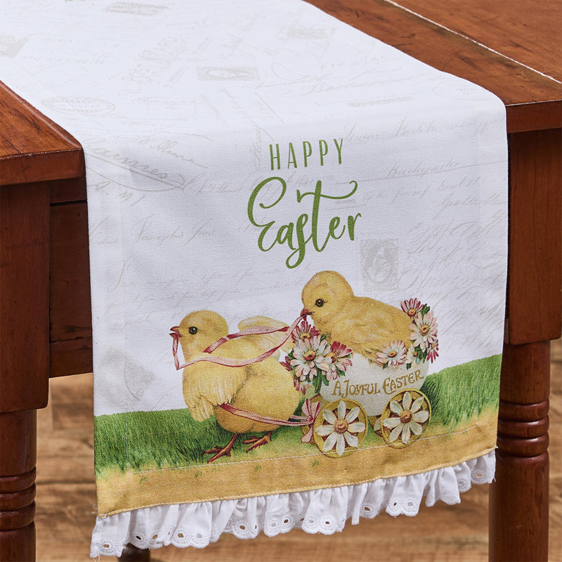  Storybook Easter Chick White Table Runner 13" x 36"
