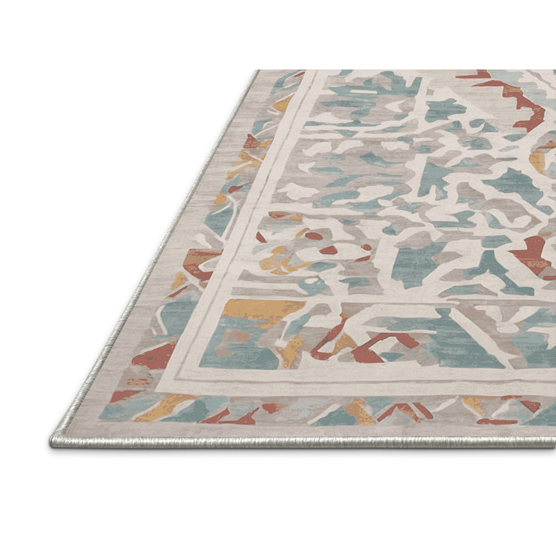 Tapis beige soyeux et moelleux, Rond 3 pi