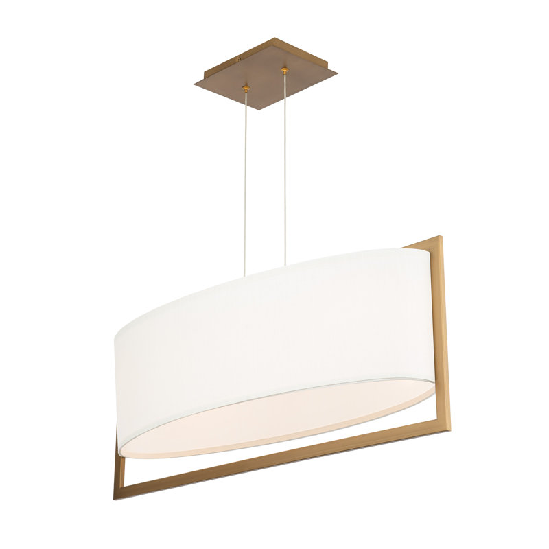 Park Avenue Aged Brass LED Drum Pendant with Fabric Shade