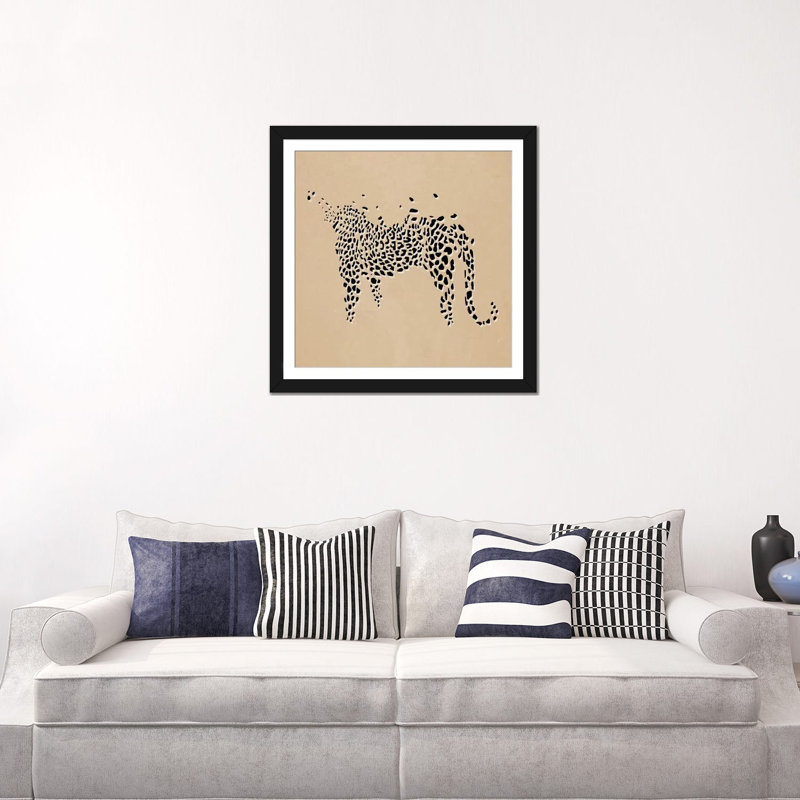 Albree Modern Leopard, impression sur toile, H 16 po x l 16 po x P 1 po, Papier d'art encadré noir, Blanc