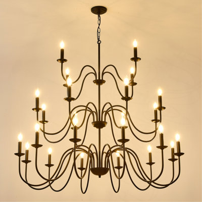 Lustre 8 lumières de style campagnard, lustres en métal de style industriel pour vestibule de salle à manger à plafond haut. Hauteur réglable - E12