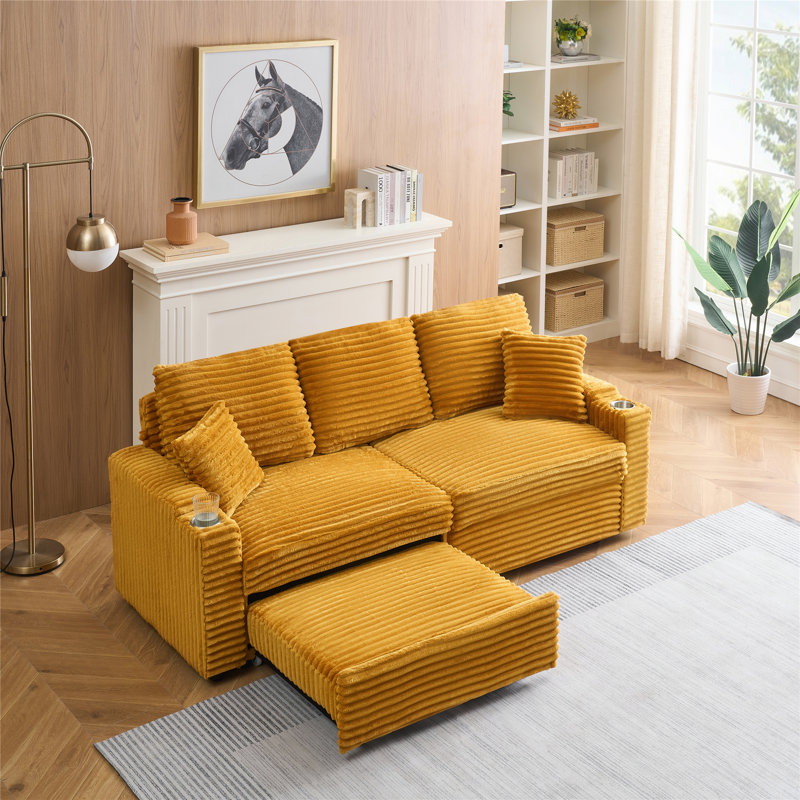 Canapé rembourré avec porte-gobelet et coussin pour le salon, le bureau