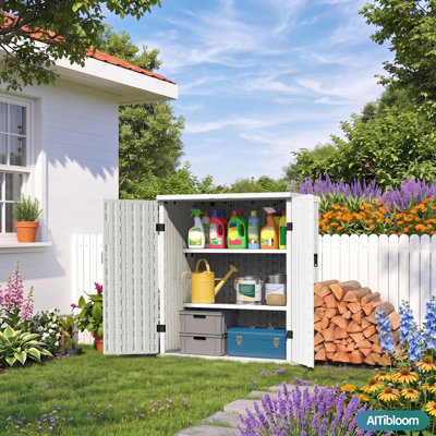 Altibloom 34 in storage cabinet, 14 cuft with 2 shelves, lockable, for garage or pantry