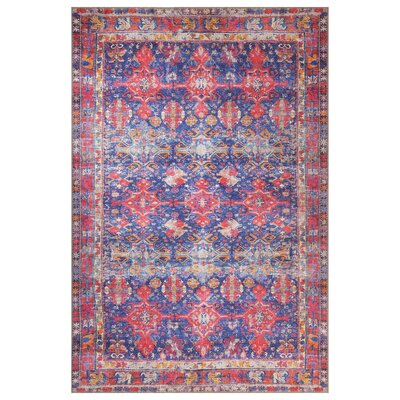 Goetz Ikat Machine Made Machine Woven Polyester Area Rug in Red/Blue/Yellow -  East Urban Home, 7CDD728E773E4BADB8C7A68BE0AA3FBA