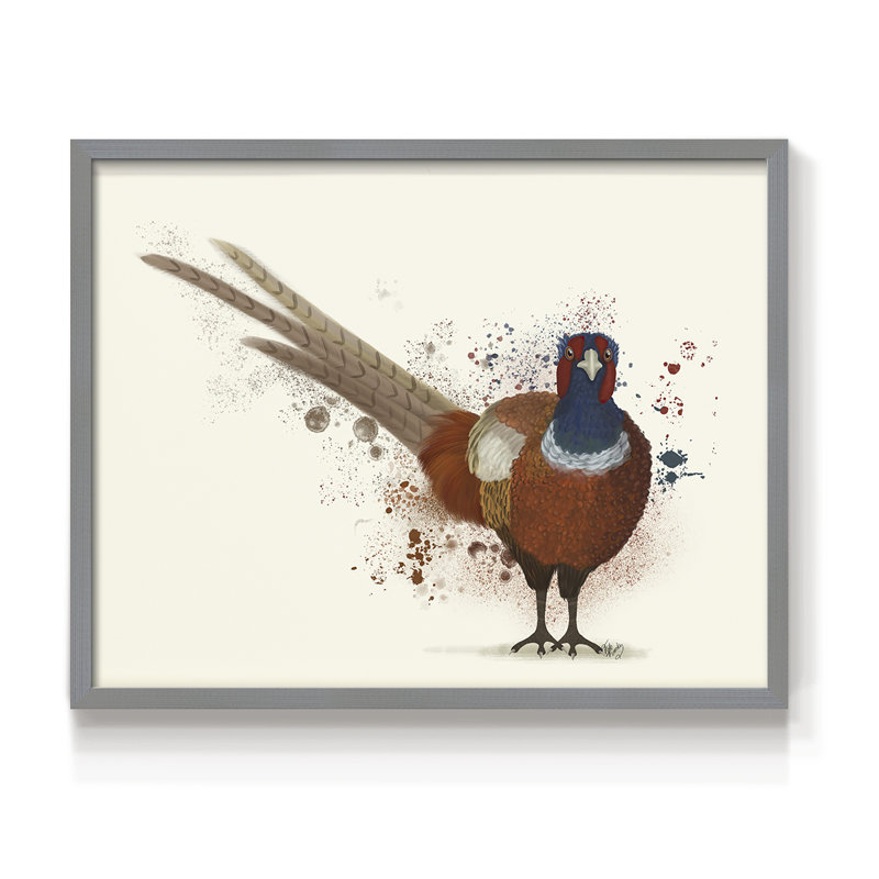 Pheasant Splash 7 - Reproduction encadrée - Restickable, Gris, H 16 po x l 20 po