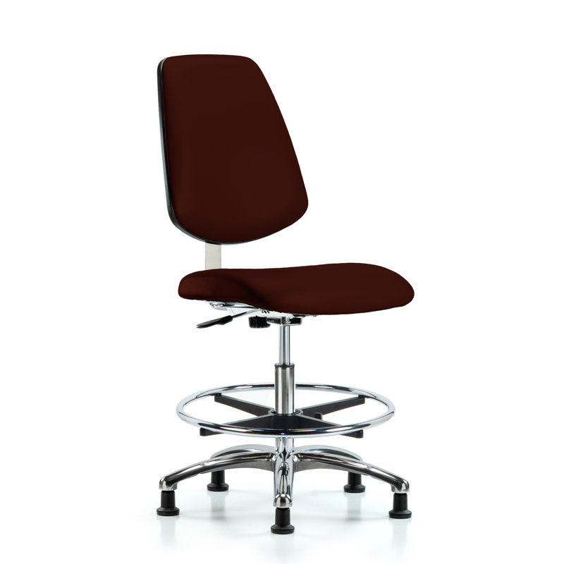 Anais Vinyl Drafting Chair, Burgundy, Glides