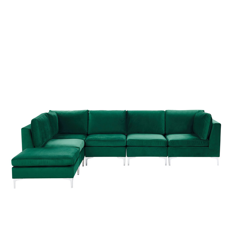 Donita 5 Seater Velvet Corner Sofa , Green, Left Hand Facing