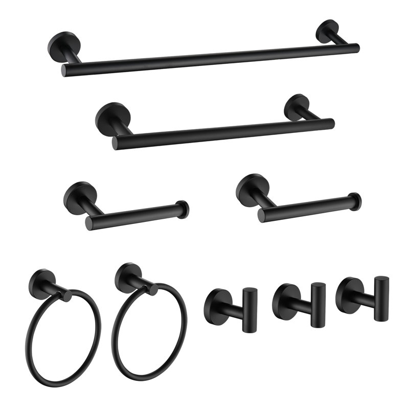 Ensemble de quincaillerie de salle de bain 9 pièces, Noir mat