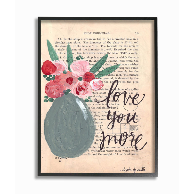 « love you more peintre book page », impression, H 20 po x l 16 po x P 1,5 po, Giclée encadrée noir minuit