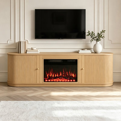 Meuble télé avec foyer Mid-Century