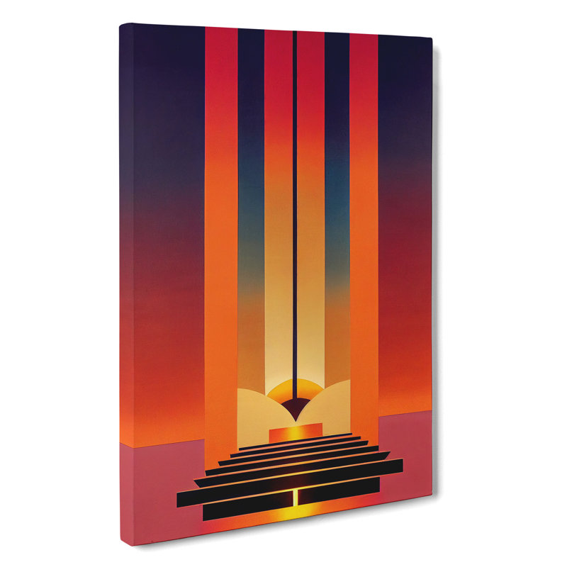 Art Deco Sunset No.4 - Wrapped Canvas Print, 50cm H x 35cm W x 3cm D