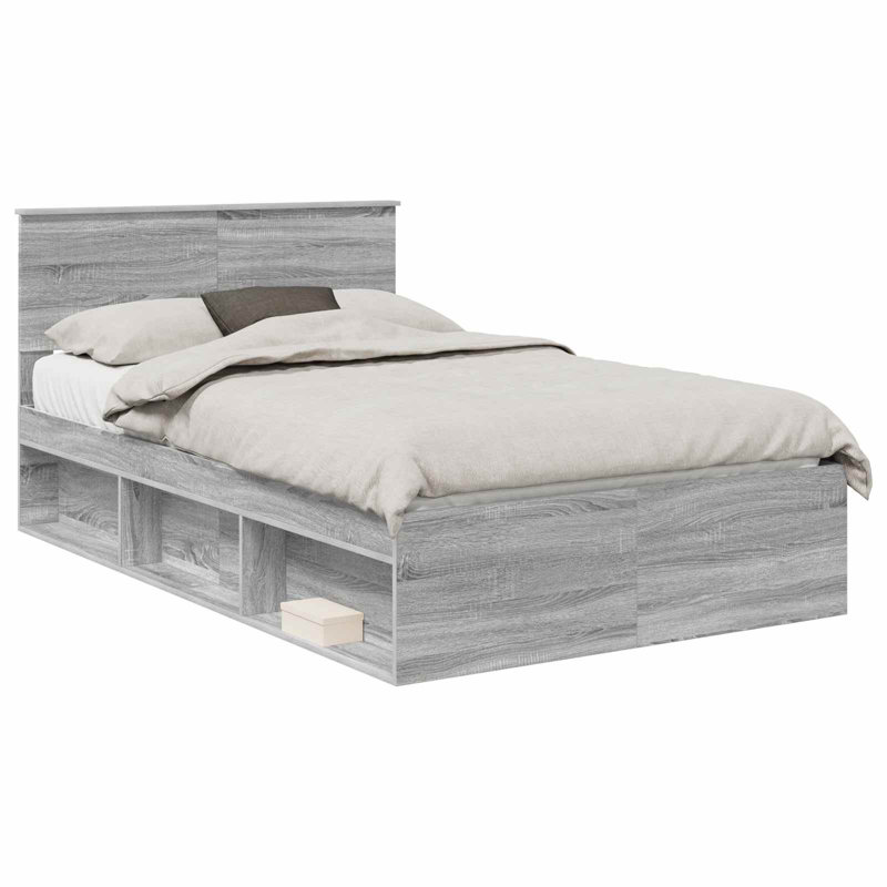 Solid Wood Bed, Small Double (4'), Grey Sonoma