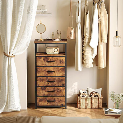 Huuger 5 Drawers Dresser With Charging Station, Dresser For Bedr...