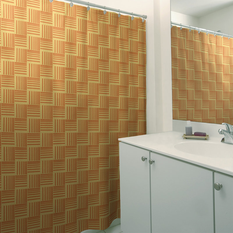 Rideau de douche simple basketweave rayures classic, Jaune et orange