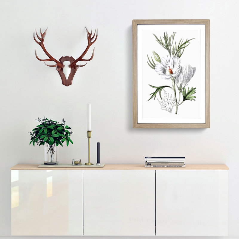 White Hibiscus Flowers - Framed Print, 36cm H x 27cm W x 2cm D, Oak Framed