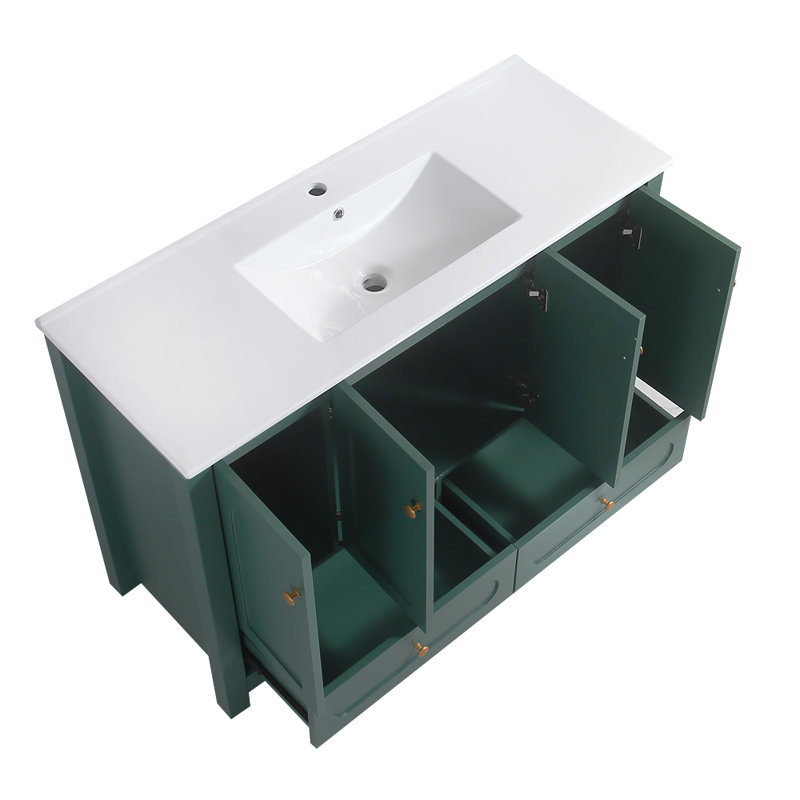 Meuble-lavabo 48 po avec lavabo en céramique, Vert