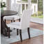 Chaises de salle à manger en bois rustique 2 pièces, revêtement en os blanc, tissu d'assise, intérieur de pièce moderne
