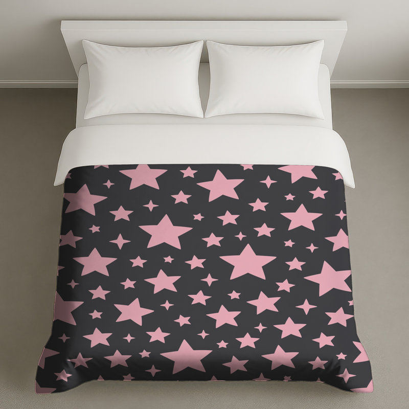 Housses de couette à motif étoilé rose, Queen