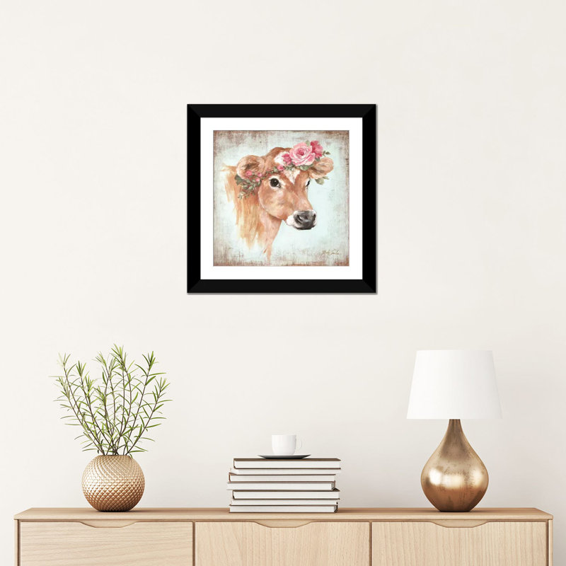« rosie », reproduction sur toile, Papier avec cadre noir, Blanc, H 16 po x l 16 po x P 1 po
