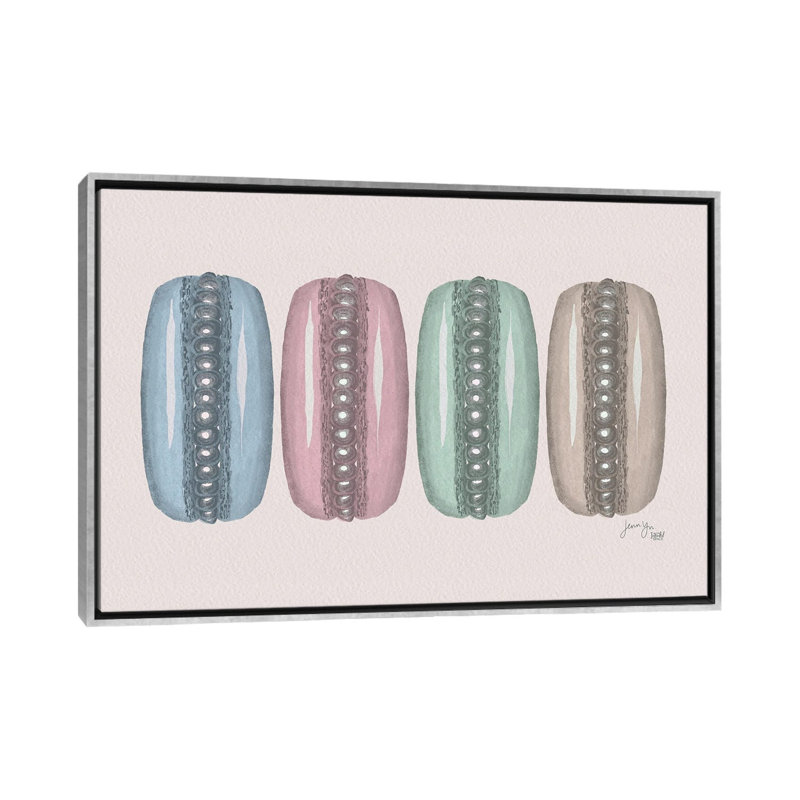 Macaron Party - reproduction d'art murale - toile encadrée, 26 po x 18 po, Toile avec cadre, Argent