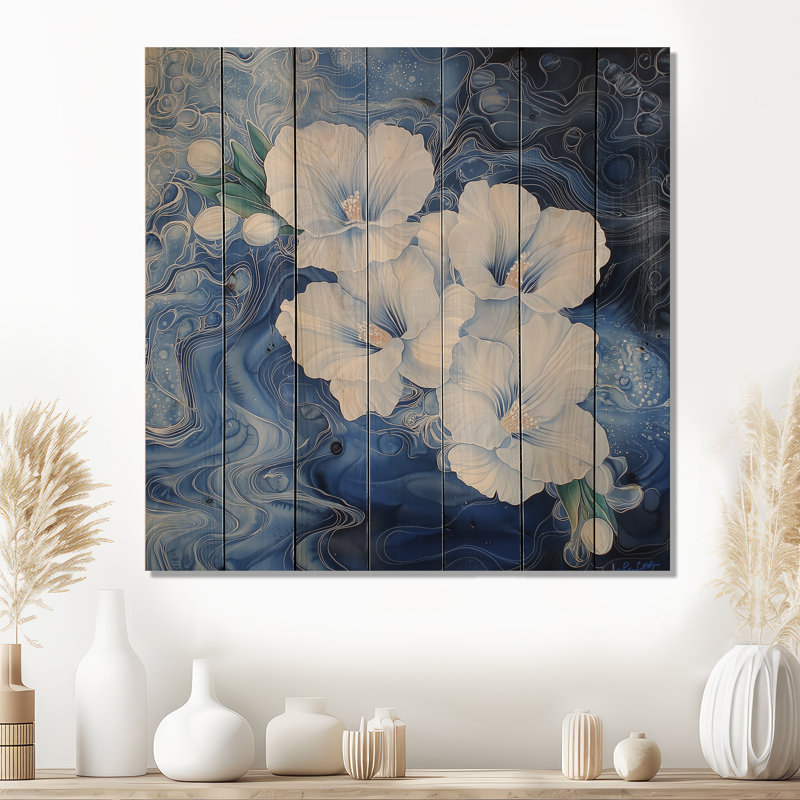 Symphonie éternelle de fleur de freesia bleue III - iris, art mural sur bois de pin naturel, H 25 po x l 25 po x P 0,78 po