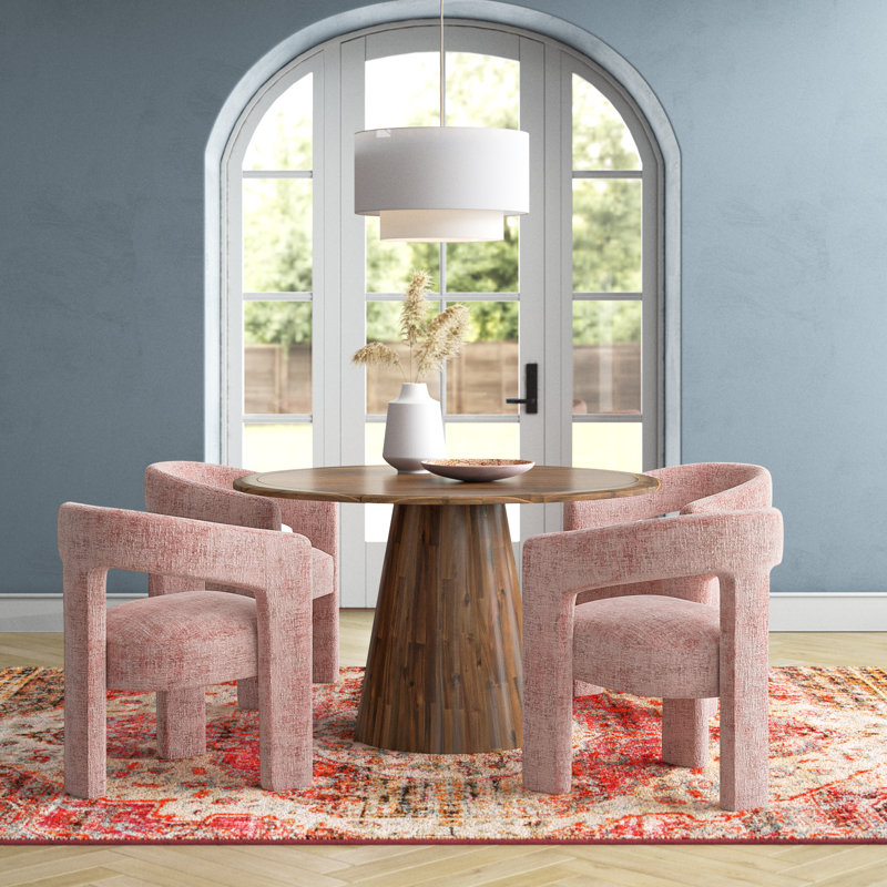 Darlington 5-Piece Dining Set, Gwen Pink Microsuede, Walnut