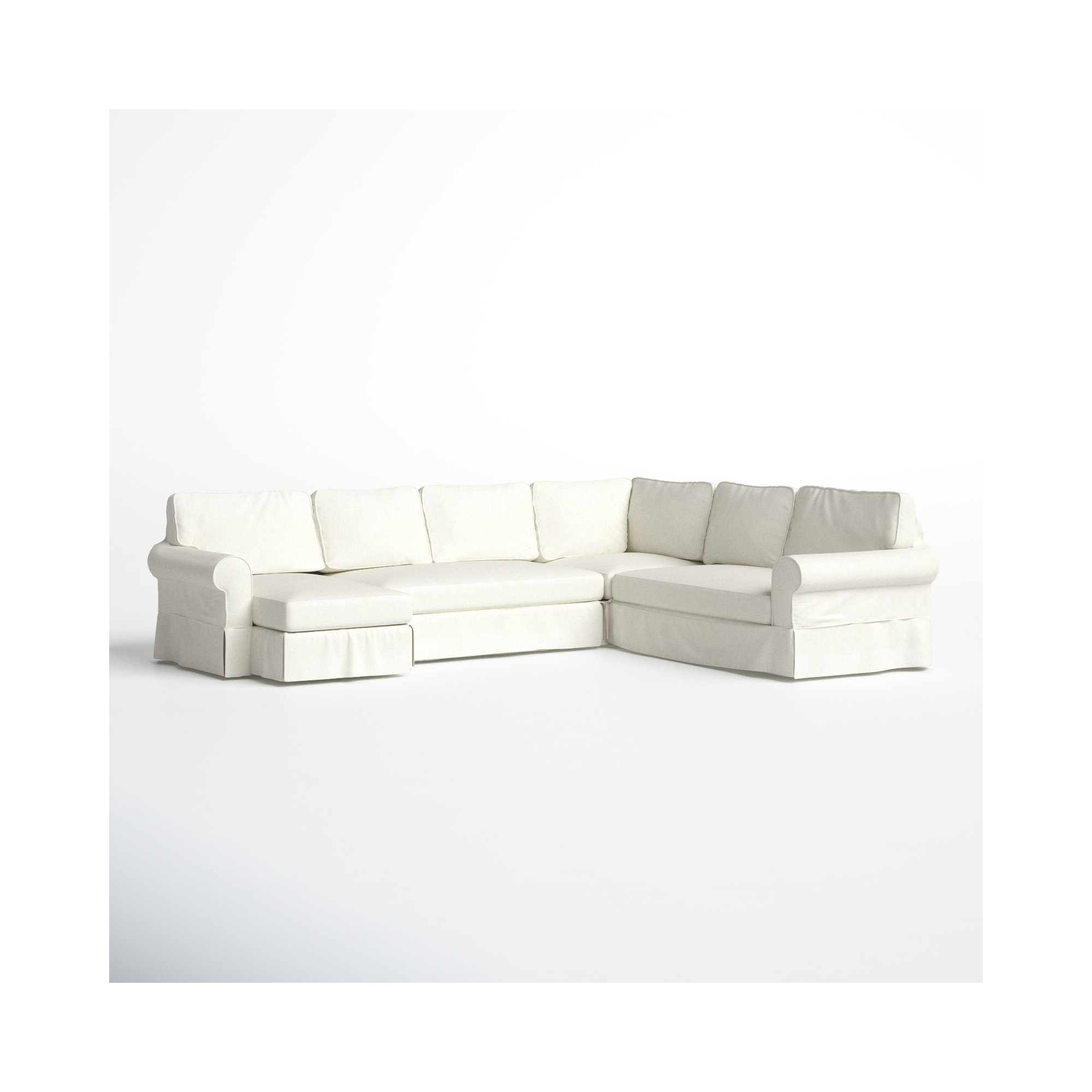 Porter Upholstered U-Sectional, Bayou Off White Canvas, Left Hand Facing