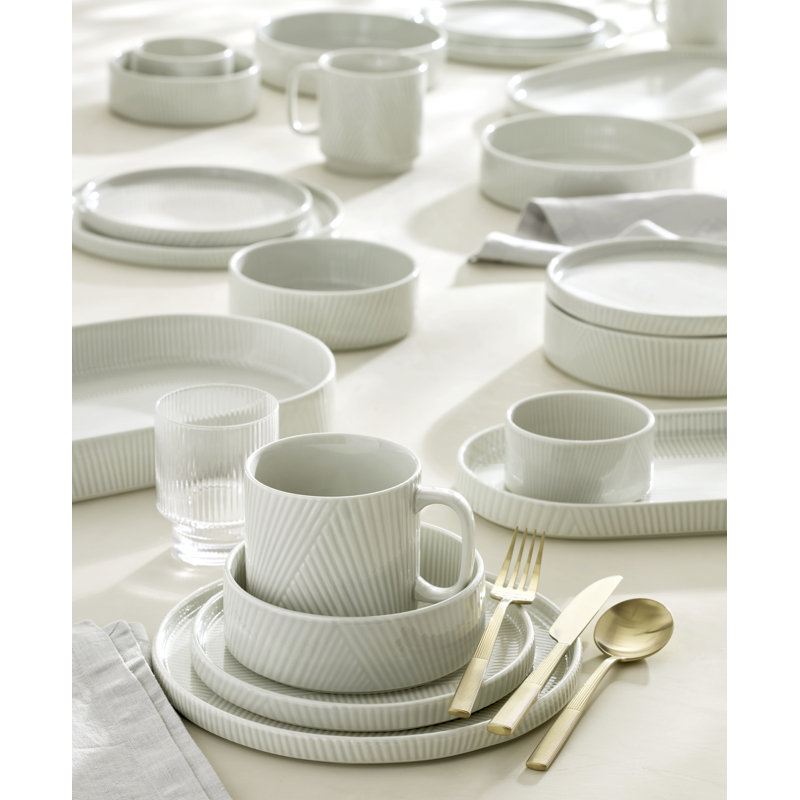 Modulus 12-Piece Dinnerware Set, Nightshade, White