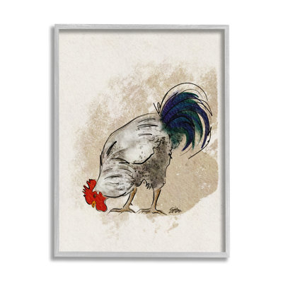 «Farmhouse Chicken Country Animal» par Shanda Louis - cadre flottant, impression sur bois