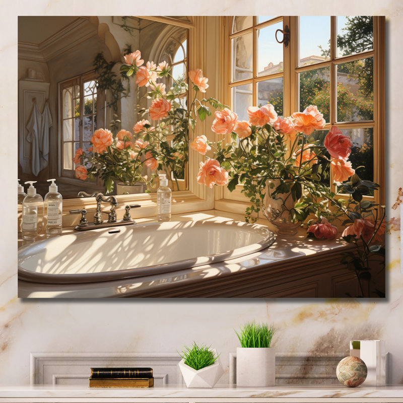 Bathroom Sunlit Morning I - Print, Wrapped Canvas, 30" H x 40" W x 1.5" D