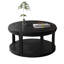 Table basse ronde en bois massif de 31,5 po, conception américaine, tablette ouverte à 2 niveaux, capacité de 100 lb, surface lisse, assemblage en 15 minutes en noir, finition de rangement, facile à installer-151073348