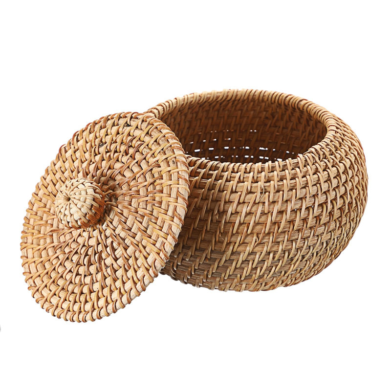 Round Rattan Boxes with Lid