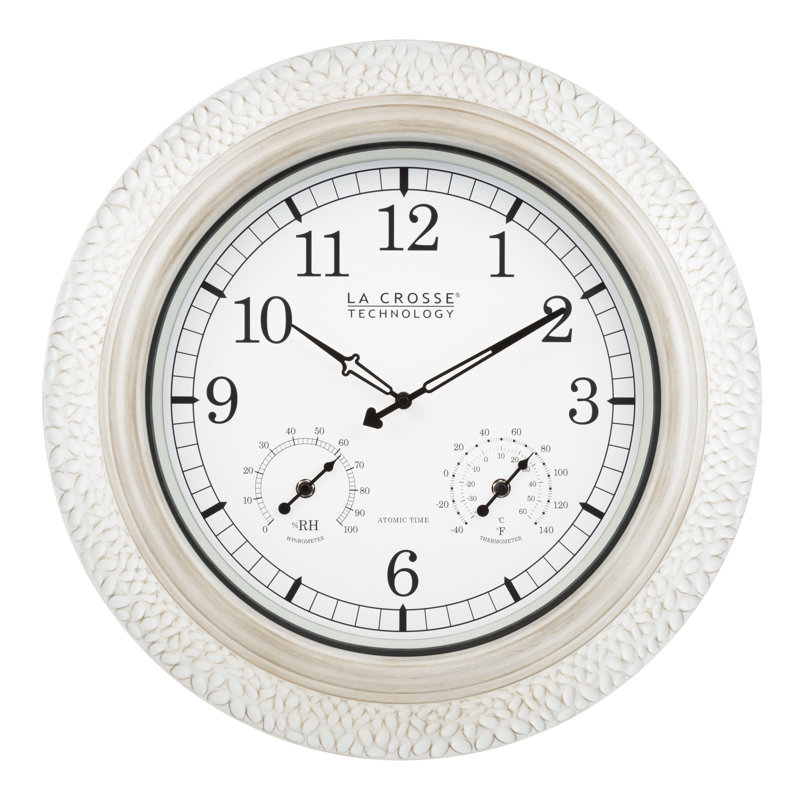 21" White-Washed Hammered Metal Analog Wall Clock