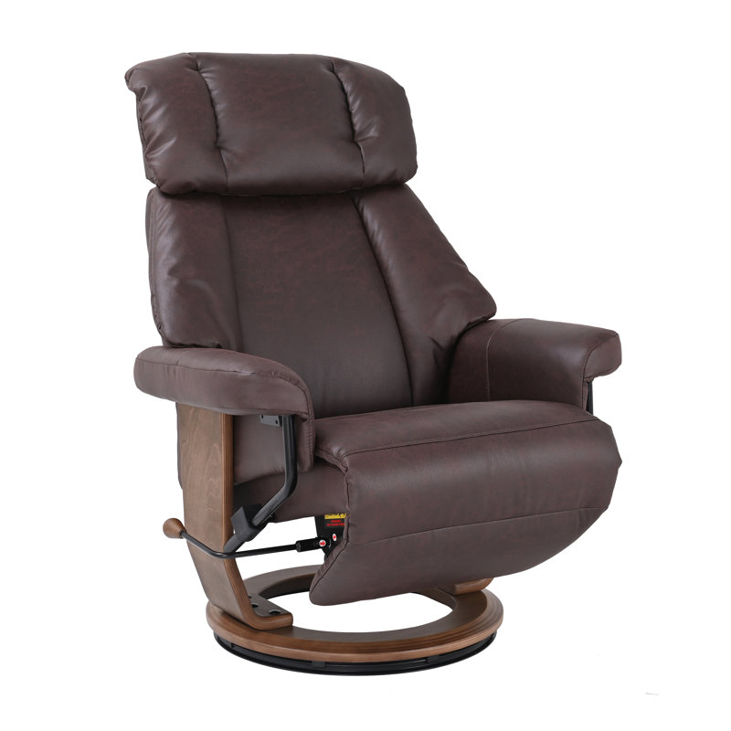 Upholstered Swivel Recliner - 360° Swivel, 147° Recline and Flip-Up Footrest